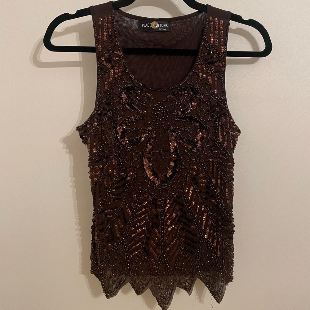SOLD💋-VINTAGE BEADED & SEQUIN TOP